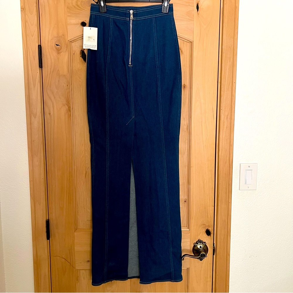 NWT Balmain Couture Paris long denim Jean maxi skirt